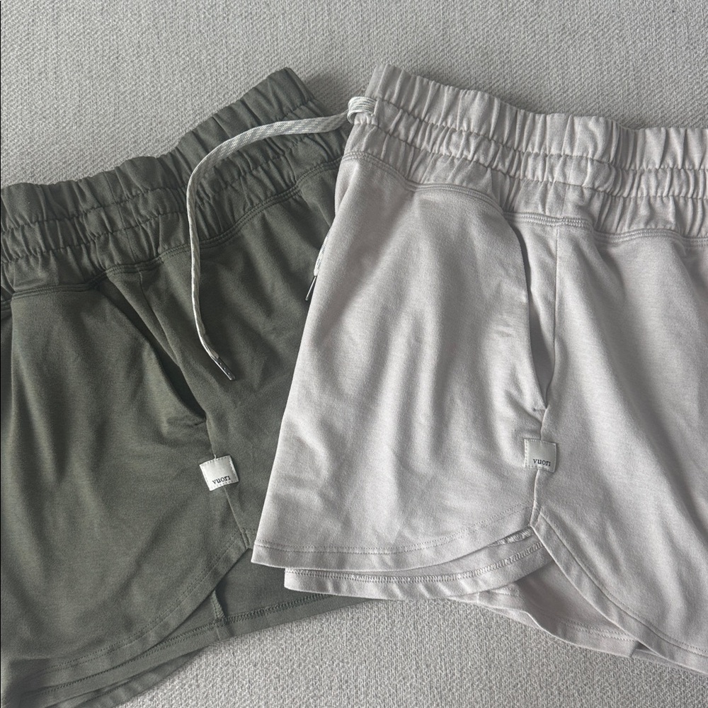 Vuori Women's 2-Pack Halo Performance Short 2.0 Small Olive and Cream